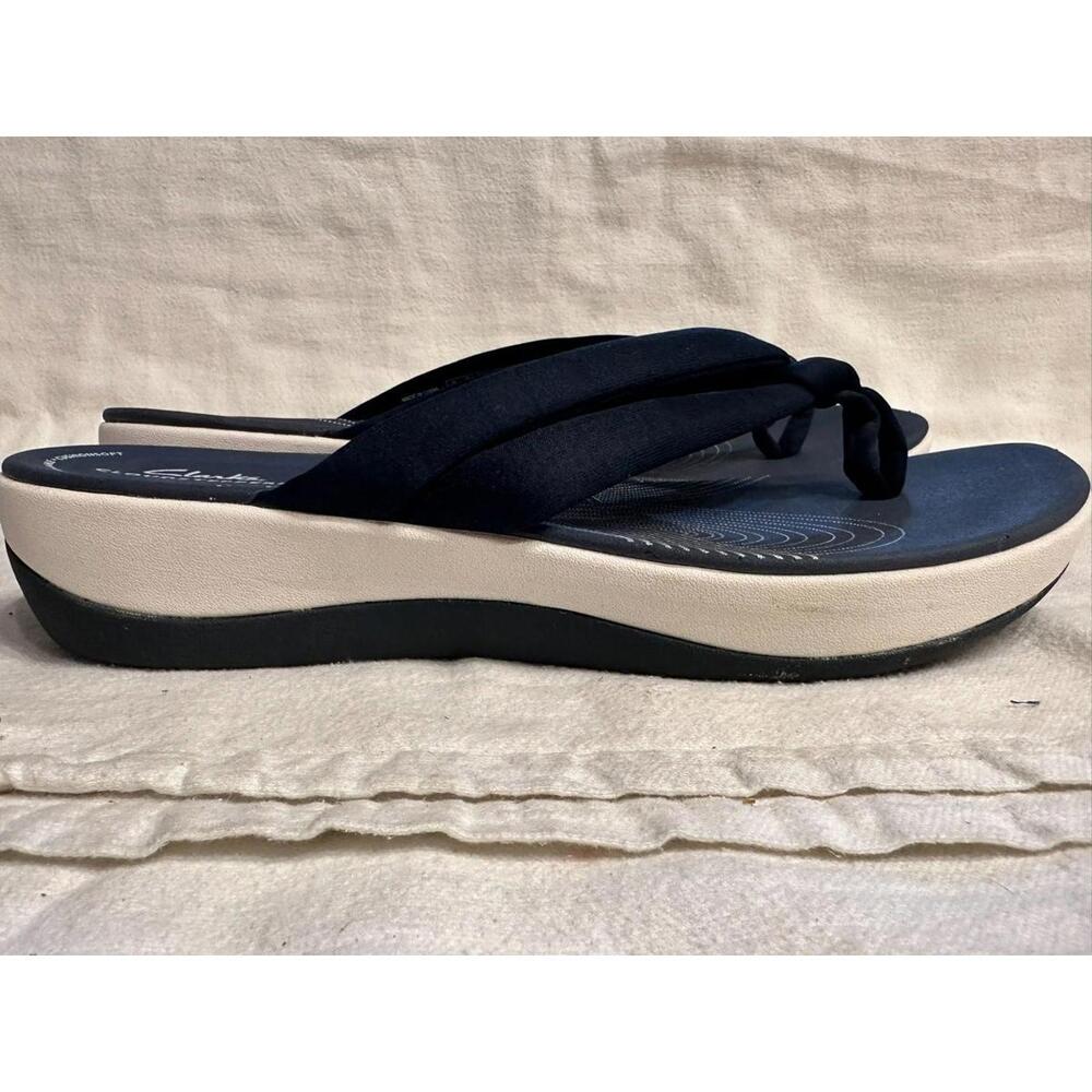 Clarks Cloudsteppers Mayla Kaylie Flip Flops Women’s 12 Navy Cushion Soft - Picture 5 of 9